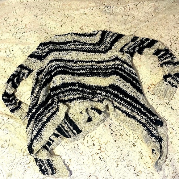 O’Neill waterfall boho skater stripe open knit crochet sweater coastal cardigan - Picture 2 of 6